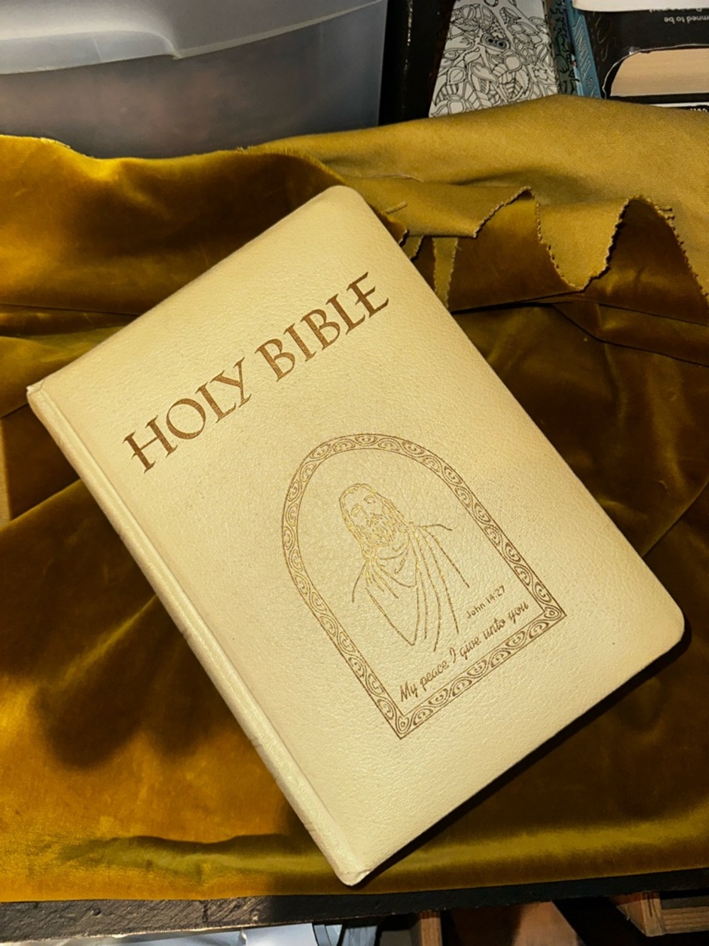 Vintage Holy Bible - Cream Faux Leather Cover